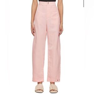 $435 BIRROT Elegant Pink Women's High Waisted Pants Large New